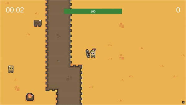 Een gif van de archer die op hobgoblins schiet in het begin van het spel